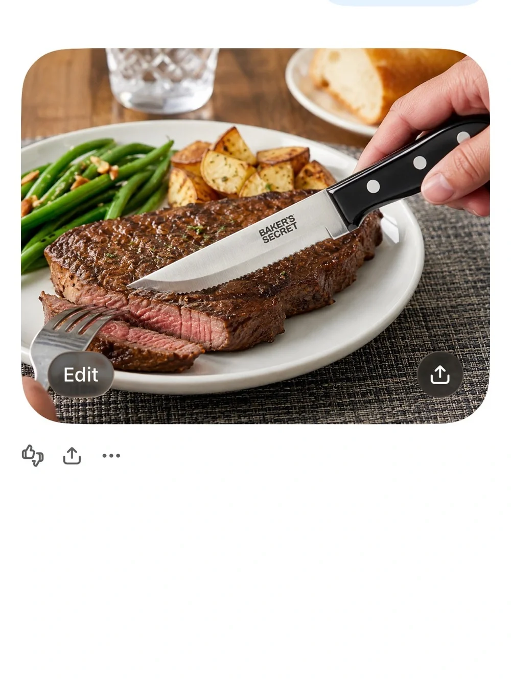 Baker’s Secret 4-Piece Steak Knife Set Stainless Steel Serrated Blades